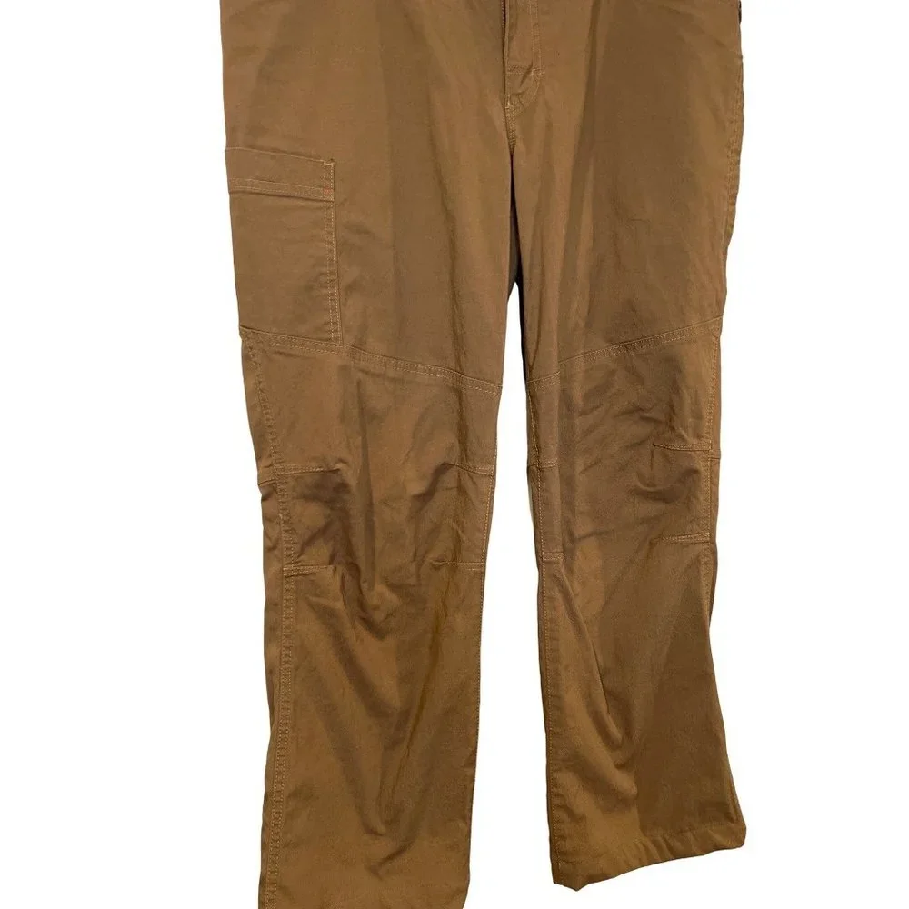L.L. Bean Fleece Lined Work Carpenter Pants 36 X 28 Brown Double Knee Hunting - Picture 3 of 7
